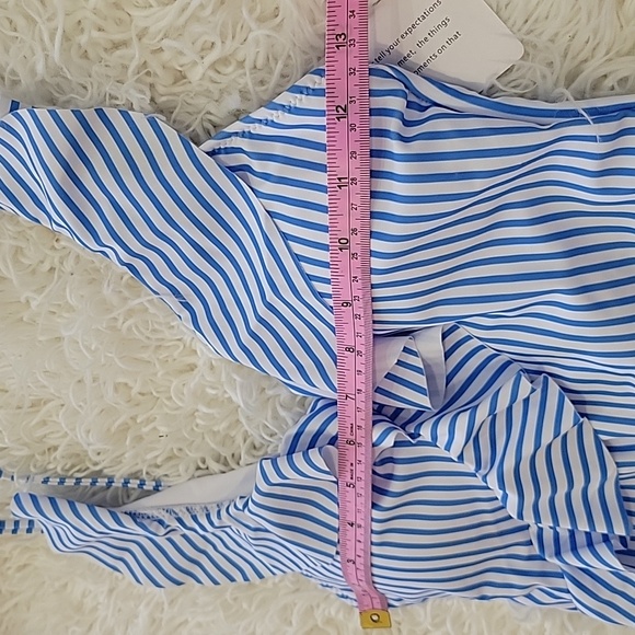 Neck Ruffle Swimsuits for Women Cute Striped Bathing Suits Wrap High Cut One Pie - Picture 6 of 9